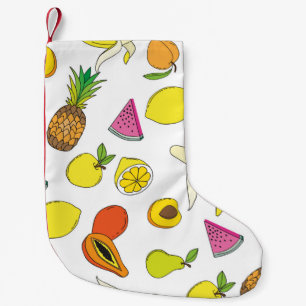 Meia De Natal Pequena Fundo com frutas suculentas. Fruta sem costura