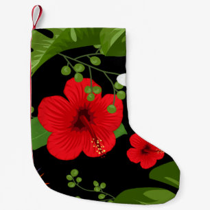 Meia De Natal Pequena Fundo das Flores Tropicais 4