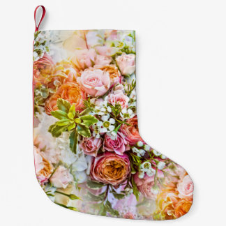 Meia De Natal Pequena Fundo de flores de verão, buquês de flores