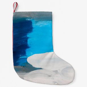 Meia De Natal Pequena Fundo de pintura de Abstrato azul, Cinza e branco