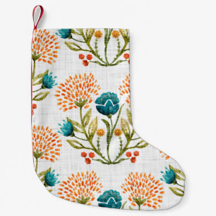 Meia De Natal Pequena Fundo do motif de flor aquática. Mão pintada e