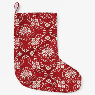Meia De Natal Pequena Fundo espiral chinês vermelho.