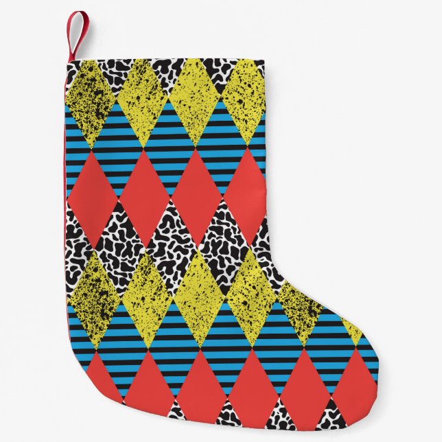 Meia De Natal Pequena Fundo perfeito com rhombus (Frente)