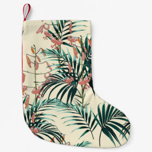 Meia De Natal Pequena Fundo tropical com plantas da selva. Sem costura