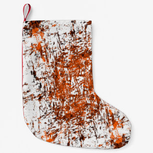 Meia De Natal Pequena Fundo verde castanho escuro. Cor de laranja branco