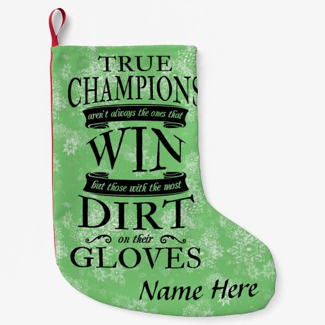 Meia De Natal Pequena Futebol Goalie de futebol - Balde de Natal (Frente)