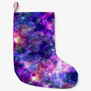 Meia De Natal Pequena Galaxy Night Impressão Cosmic Design