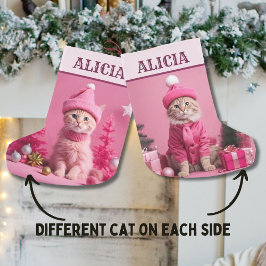 Meia De Natal Pequena Gancho de Gato Cinto de Natal rosa presente
