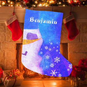 Meia De Natal Pequena Garotos personalizados, Snowflakes Snowflakes