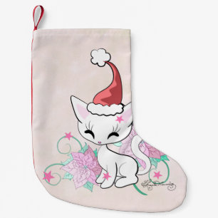 Meia De Natal Pequena Gata Santa