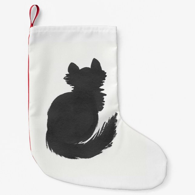 Meia De Natal Pequena Gatinho da tinta (Frente)