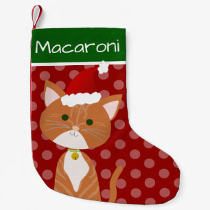 Meia De Natal Pequena Gatinho de Papais noeis Tabby Laranja