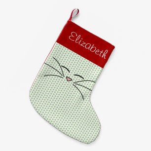 Meia De Natal Pequena Gatinho Face Personalizada