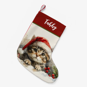Meia De Natal Pequena Gatinho Gato Fofo Personalizado