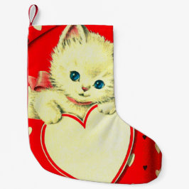 Meia De Natal Pequena Gatinho Retroativo De Gato De Gato De Coração De G