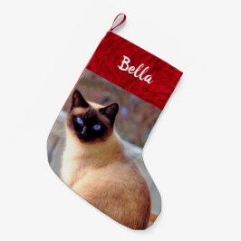 Meia De Natal Pequena Gatinho Siamese do nome de animal de estimação da