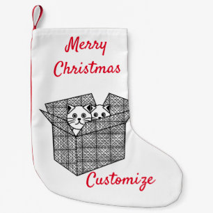 Meia De Natal Pequena Gatinhos em uma caixa Thunder_Cove 
