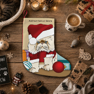 Meia De Natal Pequena Gato de Natal Mal-Humorado Papai Noel Festa Divert