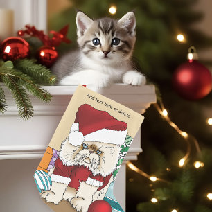 Meia De Natal Pequena Gato de Natal Persa