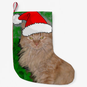 Meia De Natal Pequena Gato de Tabby de Laranja Natal
