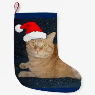 Meia De Natal Pequena Gato de Tabby de Laranja Natal