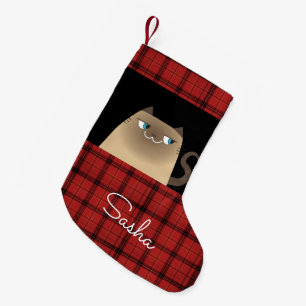 Meia De Natal Pequena Gato Fofo