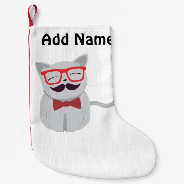 Meia De Natal Pequena Gato hipster (Frente)