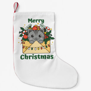 Meia De Natal Pequena Gato - Letra Natal Cats de Inverno