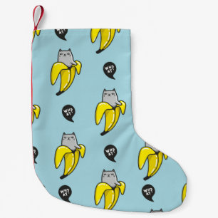 Meia De Natal Pequena Gato na banana