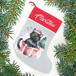 Meia De Natal Pequena Gato numa caixa de presentes de Natal pessoas de g