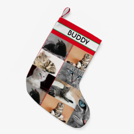 Meia De Natal Pequena Gato Personalizado do Nome de Pet de Natal Fotogra