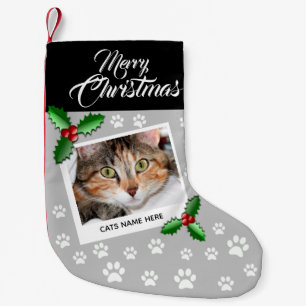 Meia De Natal Pequena Gato Personalizado Elegante