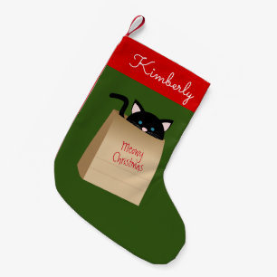 Meia De Natal Pequena Gato Preto De Natal Do Saco