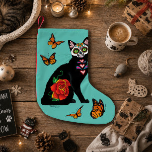 Meia De Natal Pequena Gato Preto do Câncer