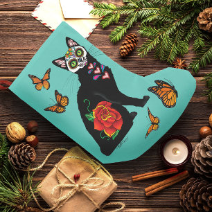 Meia De Natal Pequena Gato Preto do Câncer