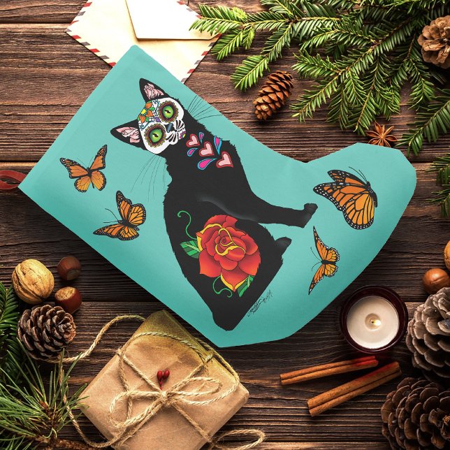 Meia De Natal Pequena Gato Preto do Câncer (Criador carregado)