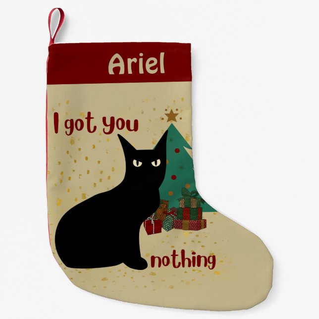 Meia De Natal Pequena Gato Preto Irritado Personalizado Que Não Te Troux (Frente)