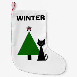 Meia De Natal Pequena Gato Preto Personalizado