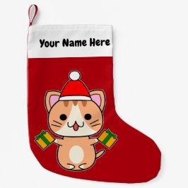 Meia De Natal Pequena Gato Tabby Ginger de Natal