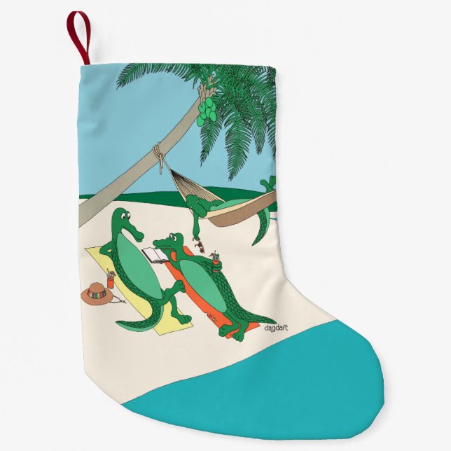 Meia De Natal Pequena Gator Tropical Christmas Stocks (Frente)