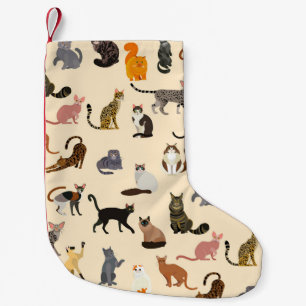 Meia De Natal Pequena Gatos Coloridos: Diferentes Padrões De Raças