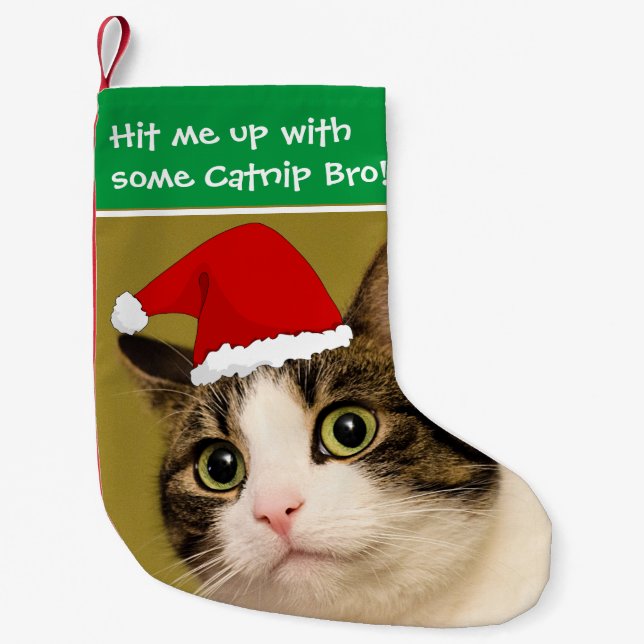 Meia De Natal Pequena Gatos de Badass - "Catnip " (Frente)