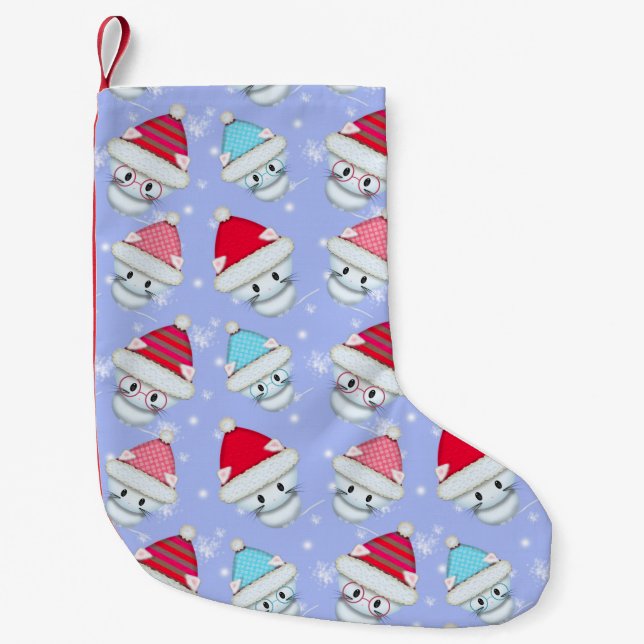 Meia De Natal Pequena Gatos de Natal Fofos (Frente)