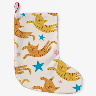 Meia De Natal Pequena Gatos e Estrelas Whimsical: Padrão de Moda para Cr