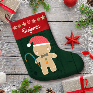 Meia De Natal Pequena Gengibre de Natal Verde Nome Russo Cueca