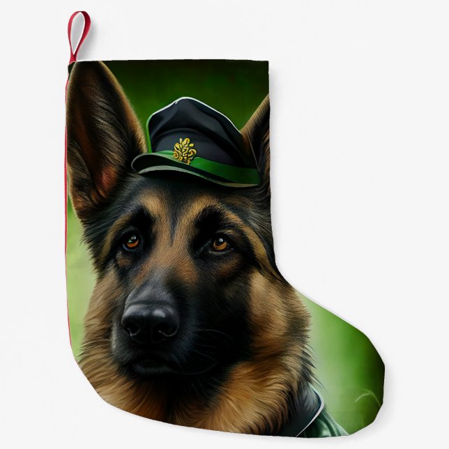 Meia De Natal Pequena German shepherd Cachorro na Rua. (Frente)