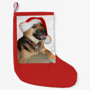 Meia De Natal Pequena German shepherd Santa Claus