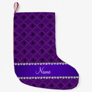 Meia De Natal Pequena Ginástica de morcano roxo de nome personalizado