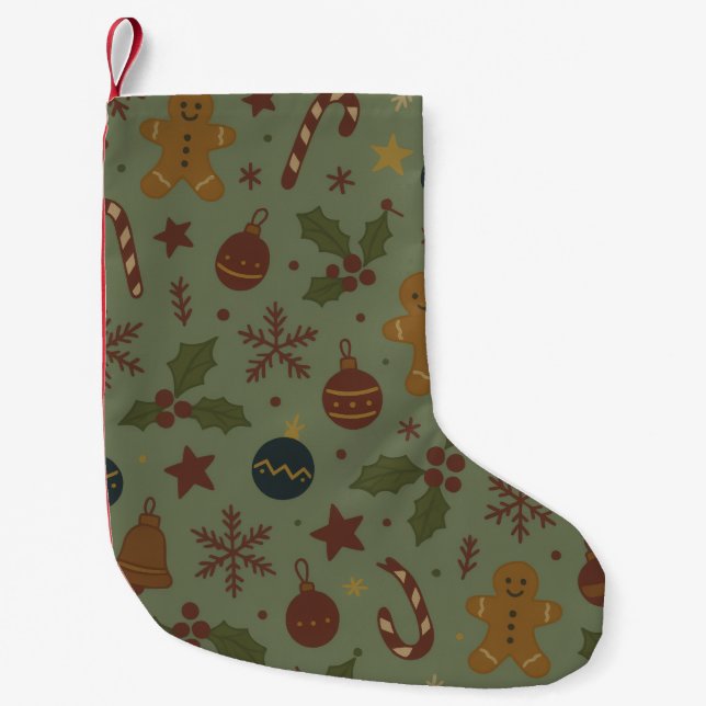 Meia De Natal Pequena Gingerbread Christmas Stocking (Frente)