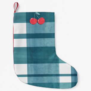 Meia De Natal Pequena Gingham verde retrô